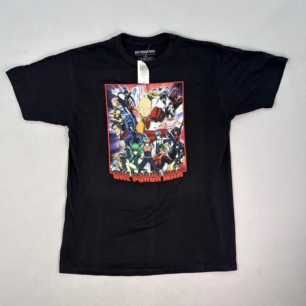 One Punch Man Group Tee Hot Topic Black Graphic T-Shirt XL Saitama Anime Viz